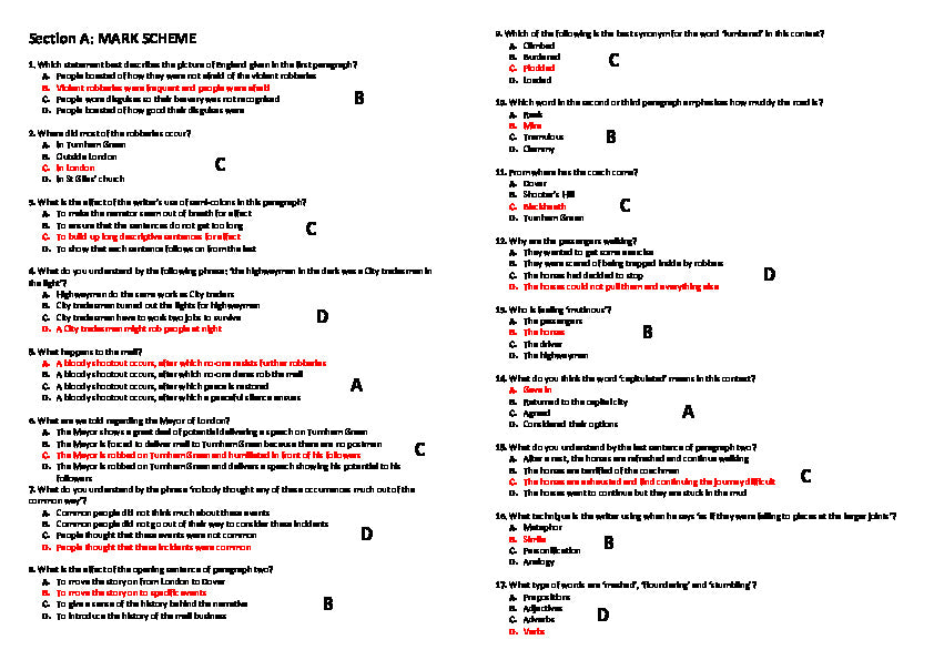 City of London School: 11+ English [Version: 1] [Marking Scheme]