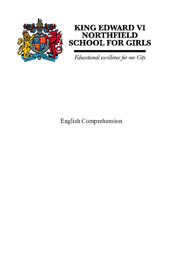 King Edward VI High School for Girls: 11+ English  [Version: 1]