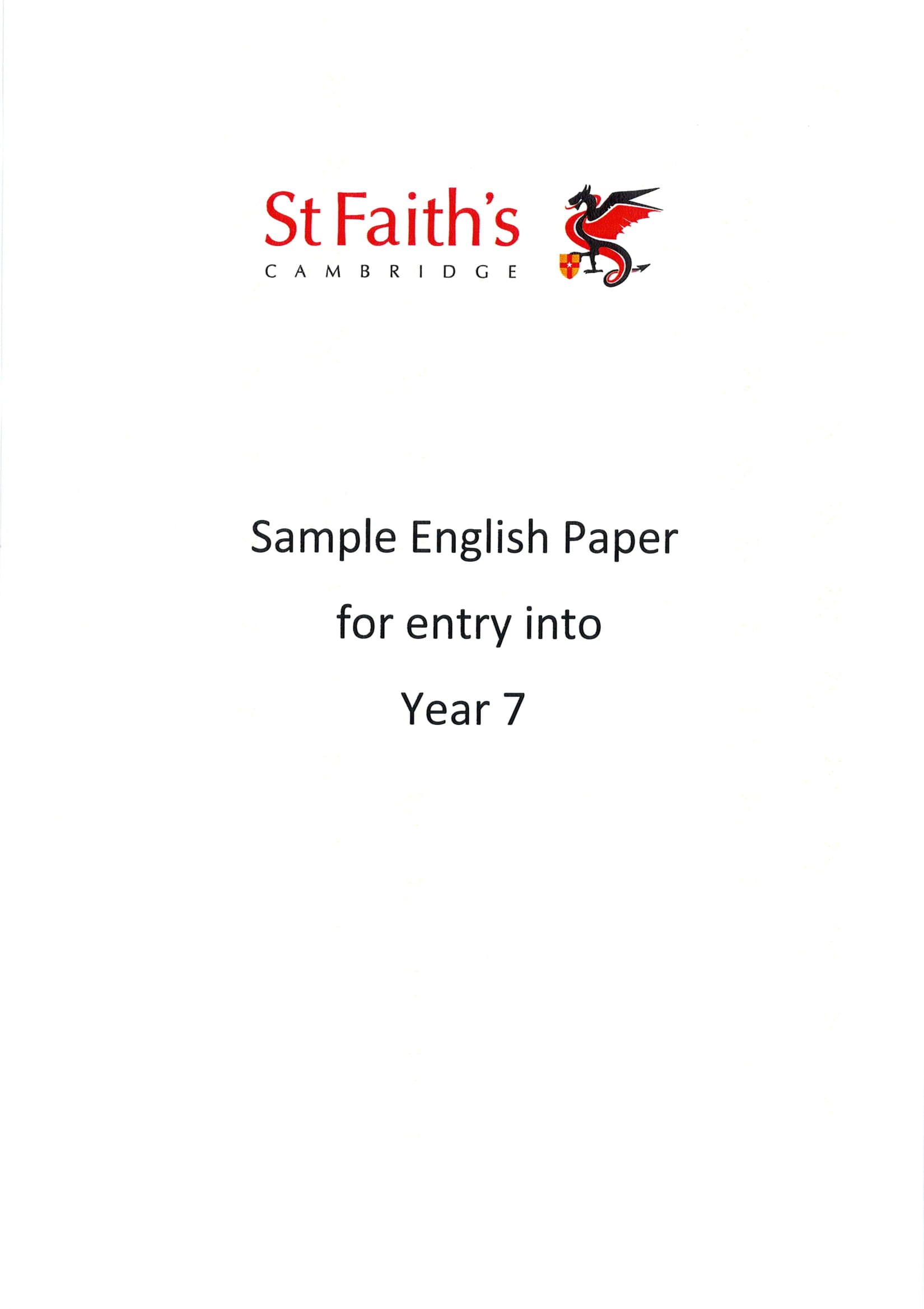 St Faith's School: 11+ English  [Version: 1]