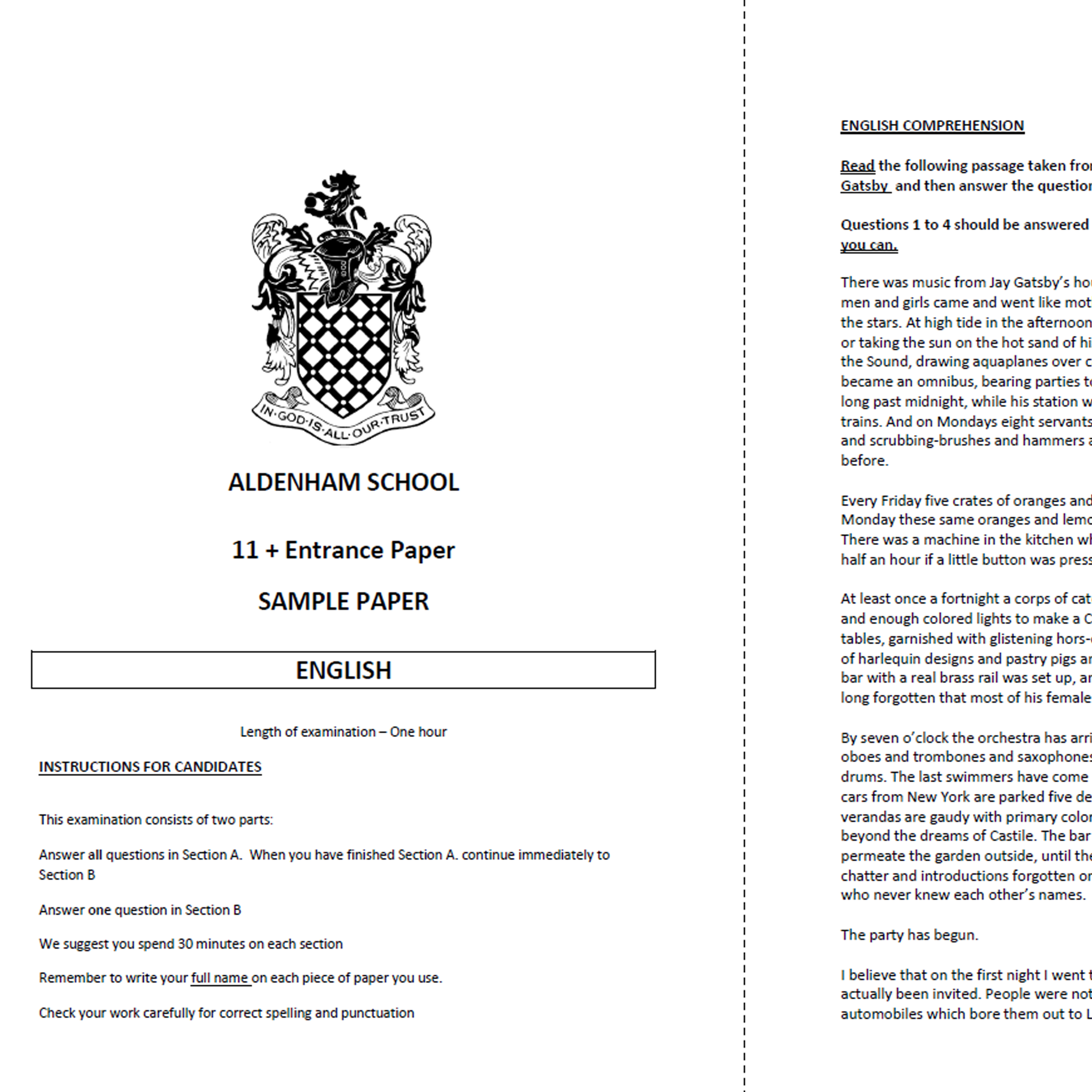 Aldenham School: 11+ English