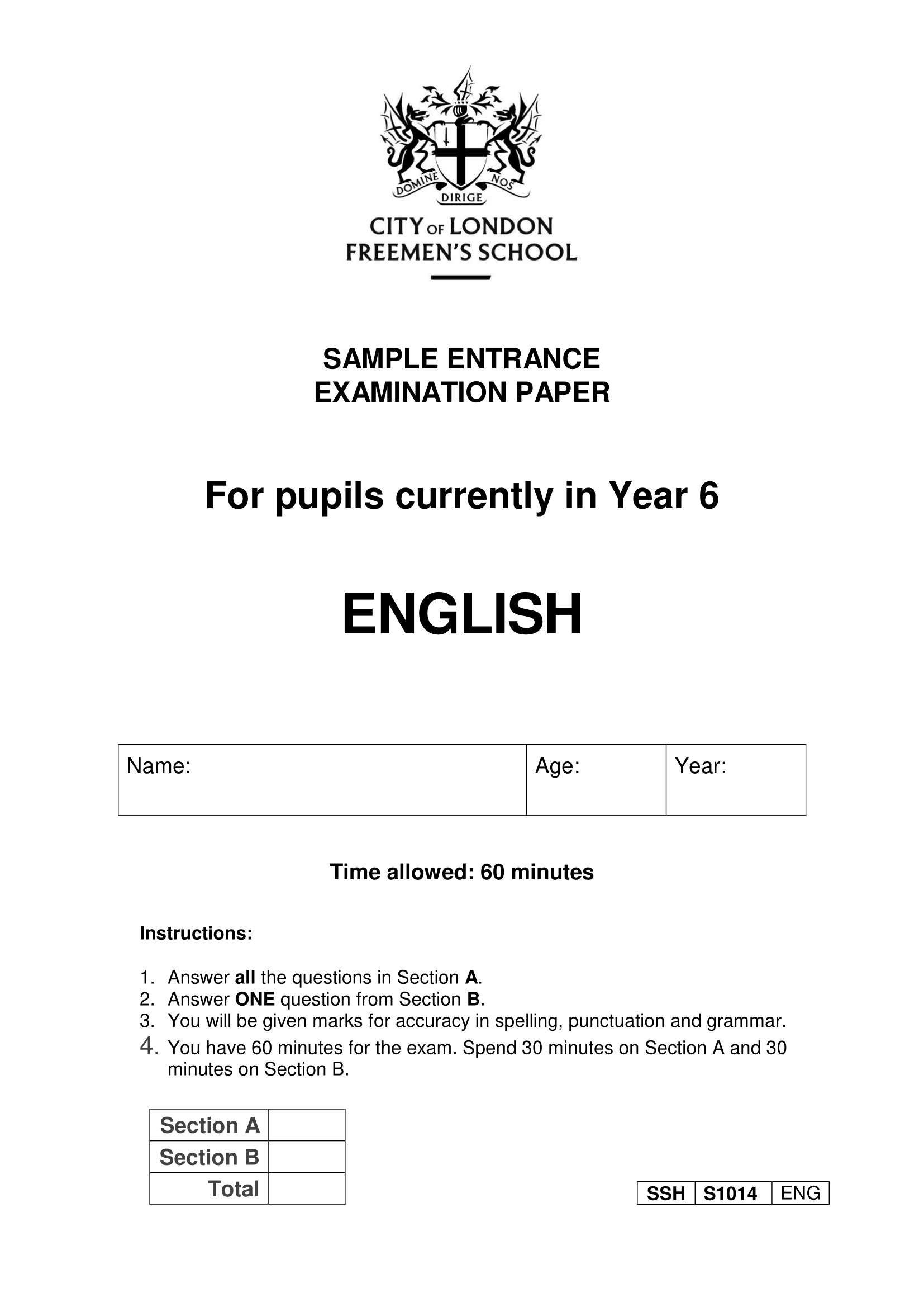 Free English 11+ Papers Collection
