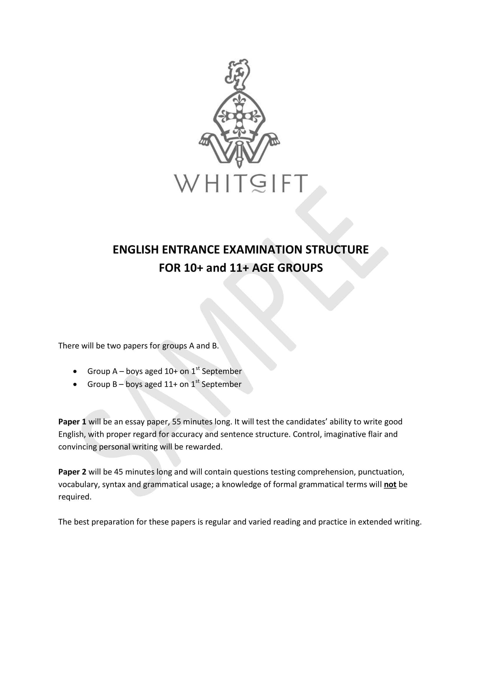 Whitgift School: 11+ English